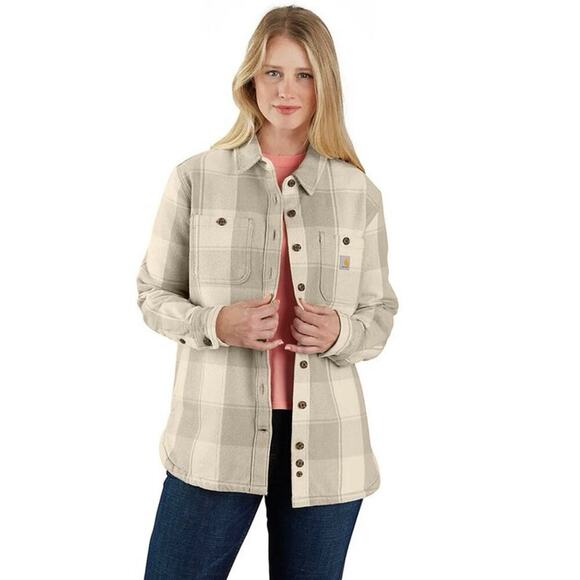 NWT Carhartt Loose Fit Oversized Twill Shirt Jacket Shacket Oat Milk Size XS - Picture 1 of 3